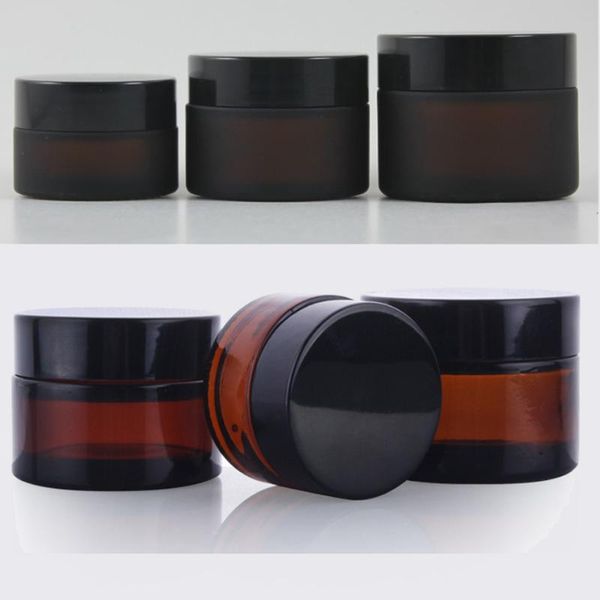 

20g 30g 50g matte brown and transparent glass cosmetic containers cream jar frosted glass bottle for cosmetic packaging