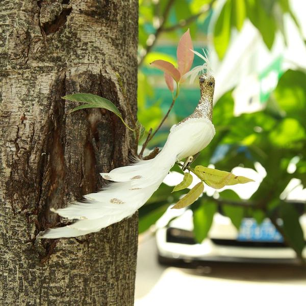 

decorative objects & figurines glitter simulation peafowl model artificial feathers bird garden ornaments gift ornament miniature home decor