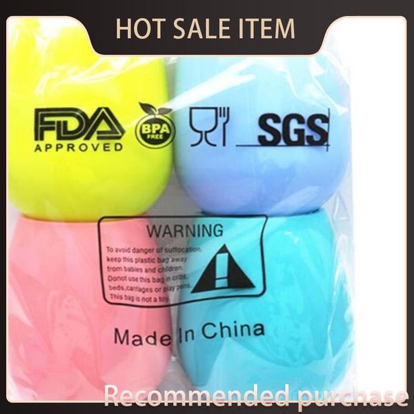 

eco colors beer wine glass stemless tumbler 4 wine rubber cups mug glasses silicone unbreakable bbq camping portable bright surface kxwac, White;black