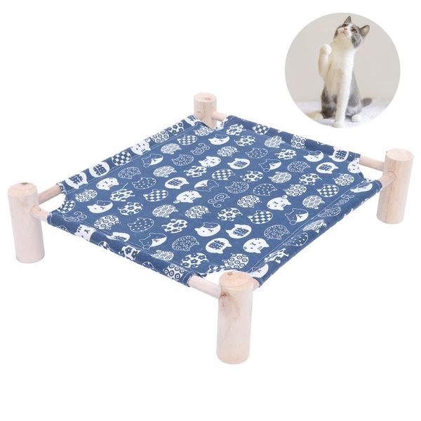 

cat beds & furniture elevated bed house hammocks wood canvas lounge for small cats dogs durable pet supplies