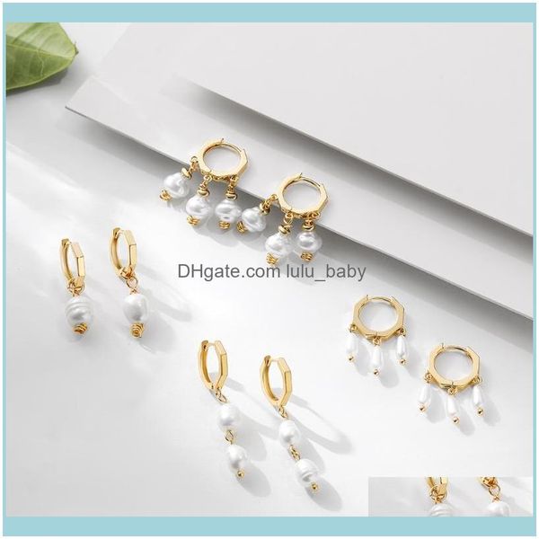 

jewelryfashion geometric gold hoop earrings for women irregular pearl tassel statement circle earring trendy jewelry & hie drop delivery 202, Golden;silver