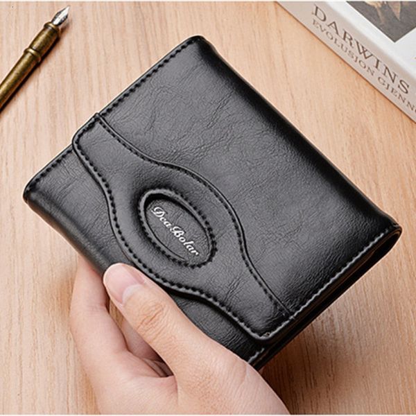 

2021 new leather men purchase retro multi-card short multifunctional pu waterproof wallets, Red;black