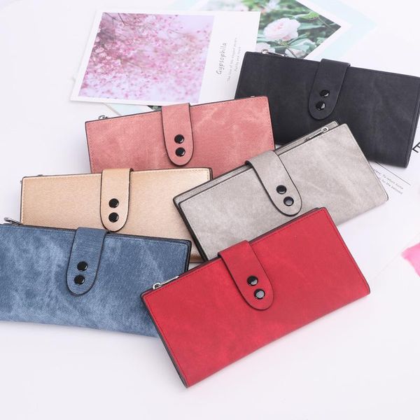 

wallets 2021 wallet female for coins cute women long solid color leather hasp purses portefeuille purse clutch bags, Red;black