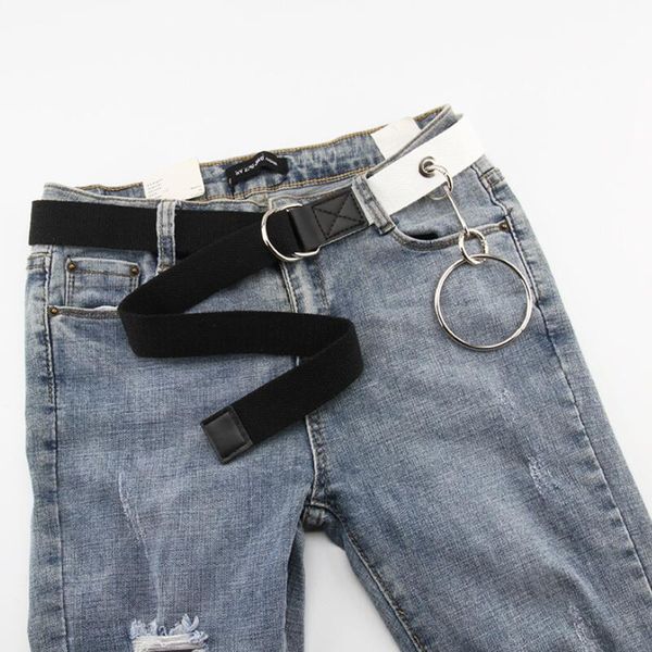 

belts casual canvas belt d ring double buckle punk waist metal fashion patchwork street style wild waistband, Black;brown