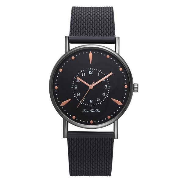 

wristwatches 2021 fashion fanfeeda watches men leather band belt business sport watch quartz reloj hombre relogio masculino saat, Slivery;brown