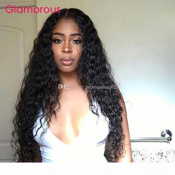

glamorous human hair lace front wigs with natural hairline 10-30inches peruvian deep wave full lace human hair wigs for black women, Black;brown