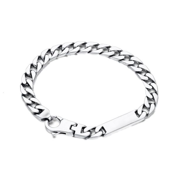 

2021 new real s925 sterling jewelry simple tank thai retro personality men and women sier bracelet csm4, Black