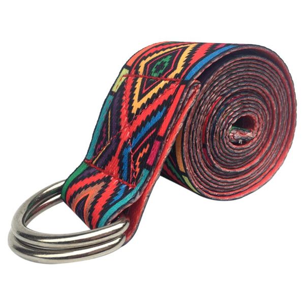 

resistance bands 6ft yoga stretching strap printed cotton exercise adjustable fitness physical therapy flexibility with metal ring