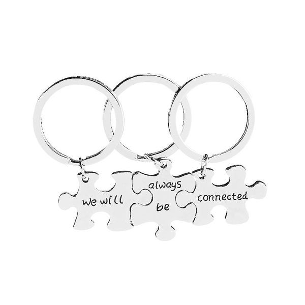 

keychains we will always be connected 3 bff key chains gift for friend soul mate forever mothers day car holder, Silver