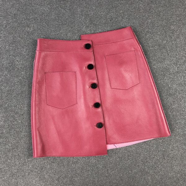 

skirts 2021 factory arrival women genuine leather skirt irregular, Black