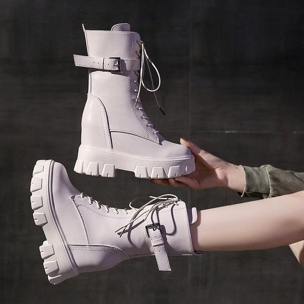 

boots european and american style fashion mid-calf autumn winter platform wedges booties 10cm super high heel womens shoes, Black