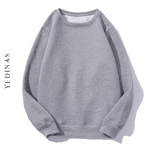 

women's hoodies & sweatshirts yedinas harajuku women casual loose plus velvet pullover o neck streetwear pink winter korean, Black