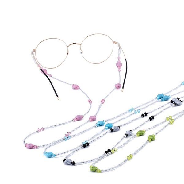 

new heart bead chain glasses cord holder pink blue green fashion glasses cord eyewear accessories women wholesale