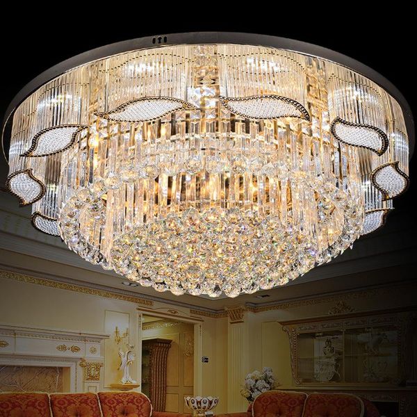 

new golden living room crystal round ceiling lamp light in the bedroom creative atmosphere warm lamps lighting