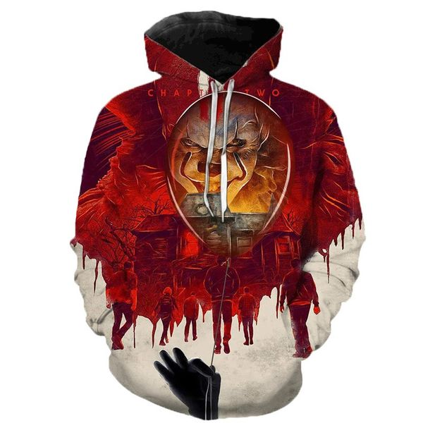 

halloween red pattern men s 3d printing hoodie visual impact party punk gothic round neck sweatshirt hoodie, Black