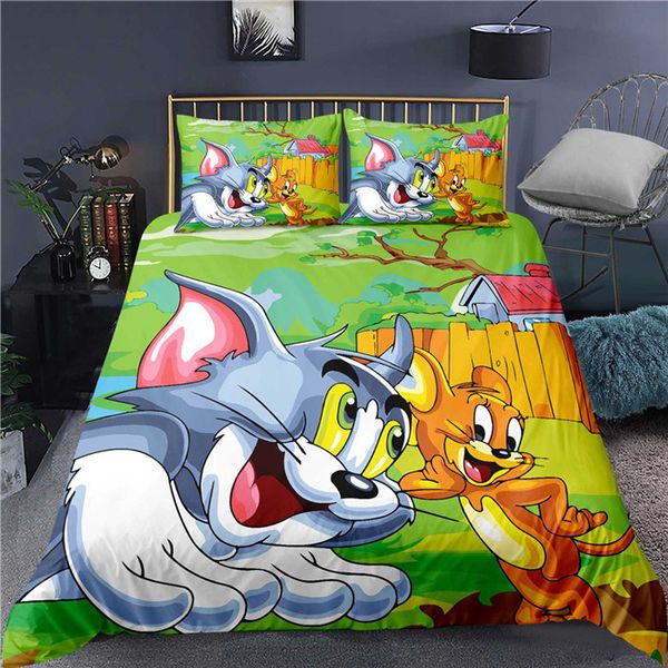 

cartoon cat and mouse 3d printing colorful bedding sets duvet cover-80