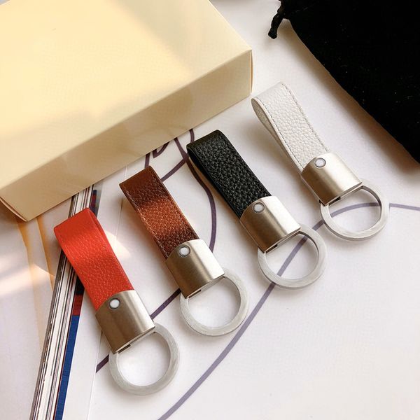 

2021 new men&#39s car key ring fine steel leather litchi material valentine&#39s day gift lh-m15, Slivery;golden