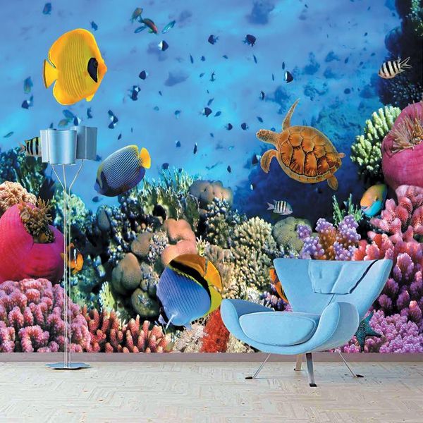 

wallpapers dropship custom po wallpaper modern mural blue surf world children's bedroom deep-sea tv background