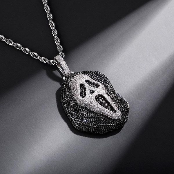 

pendant necklaces hip hop claw setting + cz stone bling iced out ghost pendants for men halloween jewelry gift, Silver