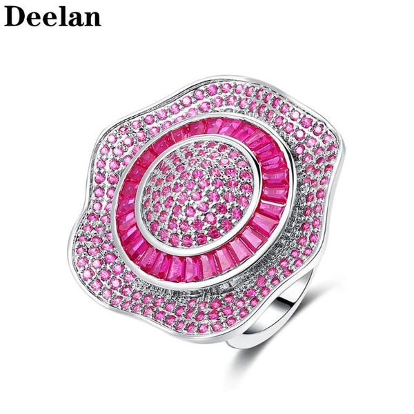 

wedding rings deelan fashion engagement flower shape big zircon stone for women jewelry, Slivery;golden