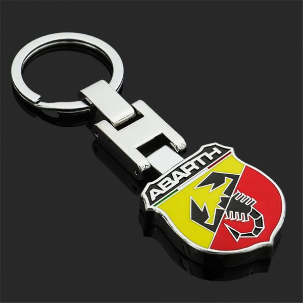 

keychains vehicar car keychain keyring for abarth 500 metal auto accessions universal styling double-side, Silver