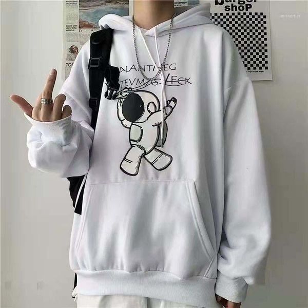 

men's hoodies & sweatshirts south korea ins harajuku style korean version of the trend autumn and winter dark space astronaut loose hoo, Black