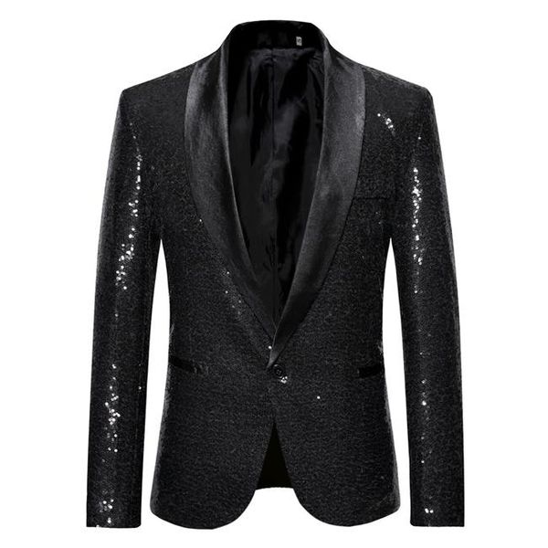 

men's suits & blazers shiny gold sequin bling glitter suits&blazer men 2021 shawl collar club dj mens blazer jacket stage clothers for, White;black