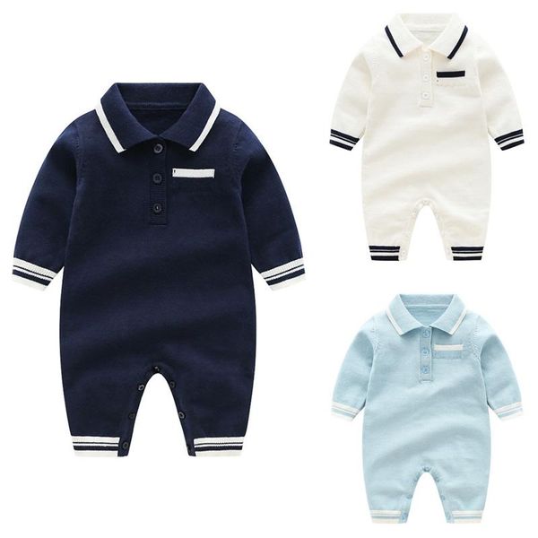 

rompers knitted baby clothes long sleeve born romper winter spring girl infant jumpsuit boy toddler sweater, Blue