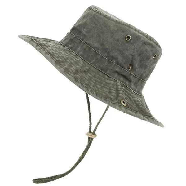 

wide brim hats 100% cotton bucket hat cap mens summer uv protection beach hunting camping fishing washed boonie outdoor ranger green, Blue;gray