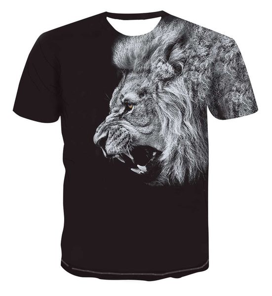 

fire tiger digital printing men's round neck short sleeve t shirt, White;black