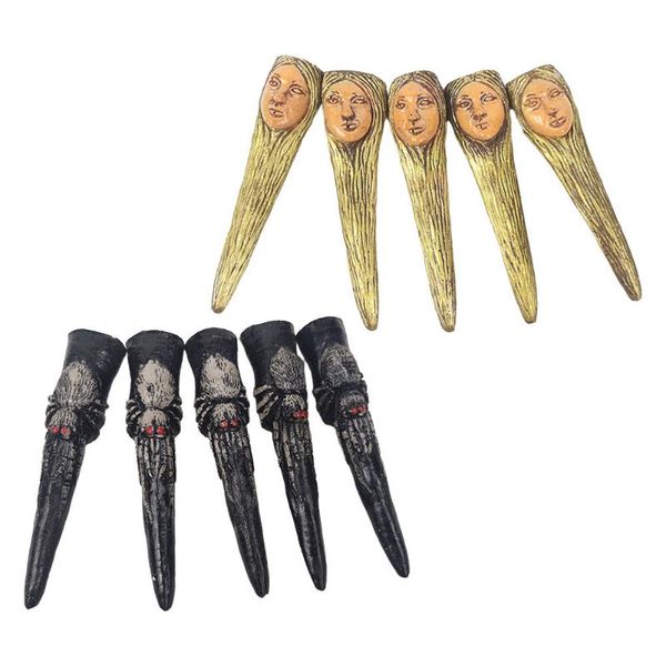 

false nails 10pcs chic nail cover masquerade finger decorative prop, Red;gold