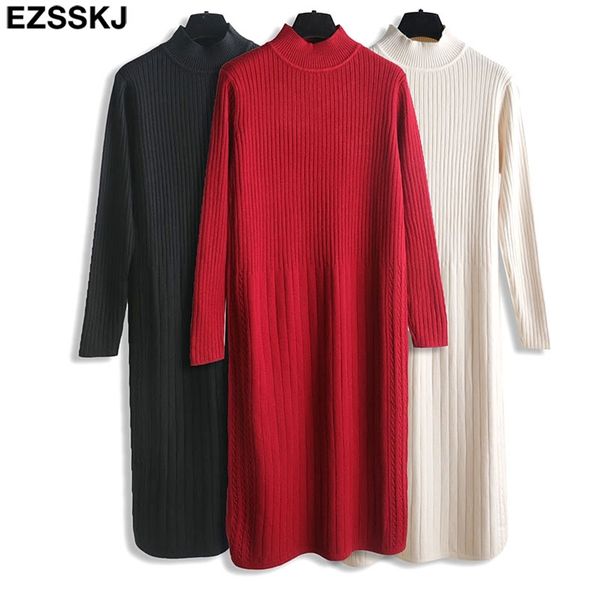 

autumn winter long thick straight sweater dres solid loose pure solor thick female oversize knit long sleeve 211110, Black;gray