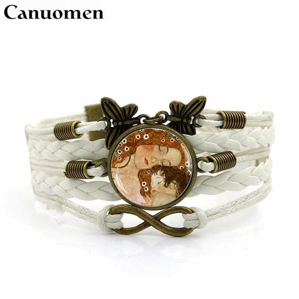 

charm bracelets canuomen weaving bracelet handmade glass cabochon women mother's day gifts for mom fashion famale, Golden;silver