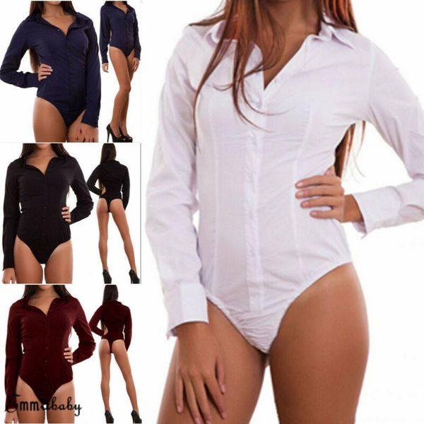 

women's jumpsuits & rompers women jumpsuit romper bodysuit stretch ladies leotard body shirt playsuit autumn long sleeve fashion casua, Black;white