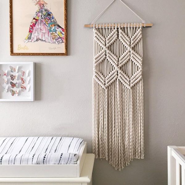 

tapestries handmade macrame wall hanging woven tapestry chic bohemian apartment home art decorative 36inx12in