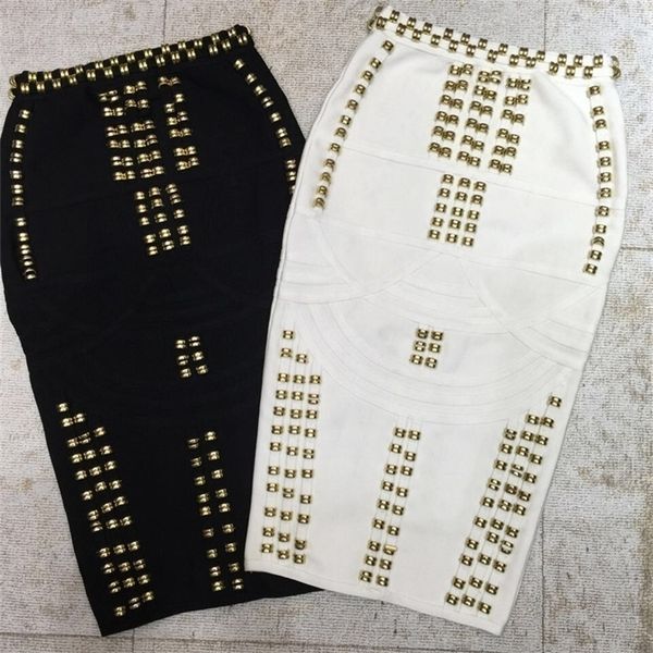 

white black beading fashion rayon bandage skirt cocktail party bodycon skirt 210310