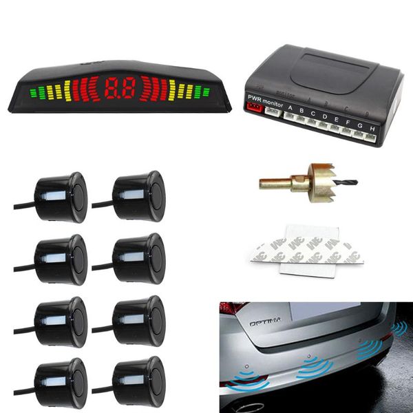 

car rear view cameras& parking sensors front 8 probes 22 mm size auto reverse backup radar ultrasonic led sensor system