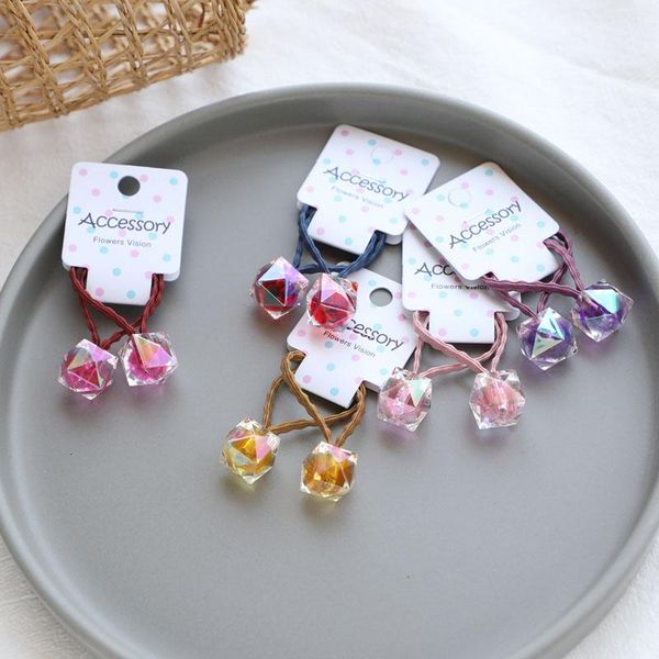 

hair accessories 2pcs cute candy block princess headwear kids elastic bands children ropes girls baby headdress, Slivery;white