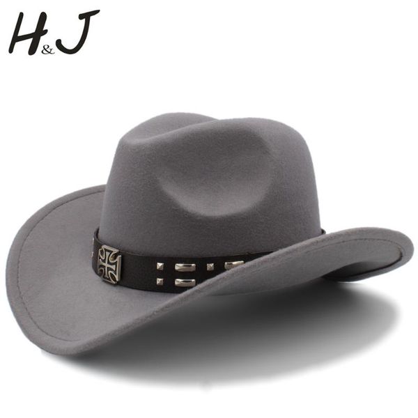 

cloches western women men wool hollow cowboy hat with roll-up brim gentleman lady jazz equestrian sombrero hombre cap size 56-58cm, Blue;gray