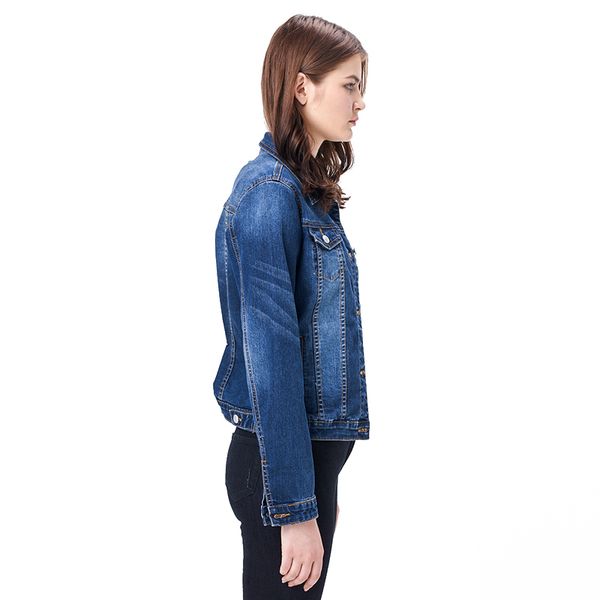 

leijijeans women plus size 6xl long basical jeans jacket coat bleach full sleeves single breast slim women denim jacket 201014, Black;brown