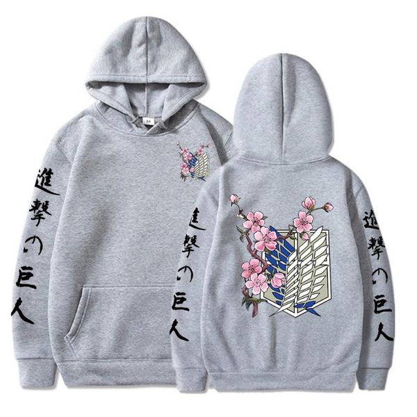 

men's hoodies & sweatshirts attack on titan winter leisure ulzzang hip hop sweatshir men women harajuku pulloverst cartoon fashion desi, Black