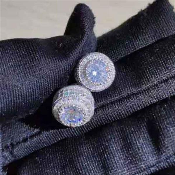 

stud female austrian crystal round earring white gold yellow color zircon hip hop wedding earrings for women jewelry, Golden;silver
