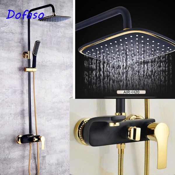

dofaso retro european bathroom rainfall shower set white and gold shower mixer faucet black set antique equipment