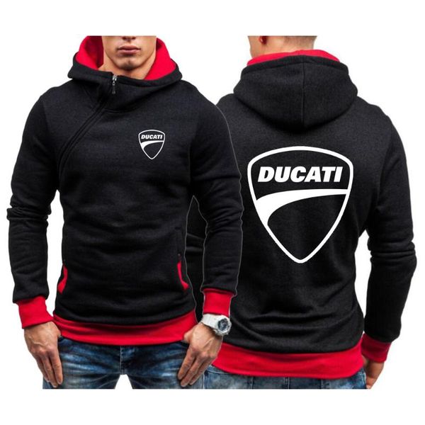 

men's hoodies & sweatshirts 2021 ducati autumn cotton hoodied mens solid hoody fleece thick sportswear print harajuku comfortable zippe, Black