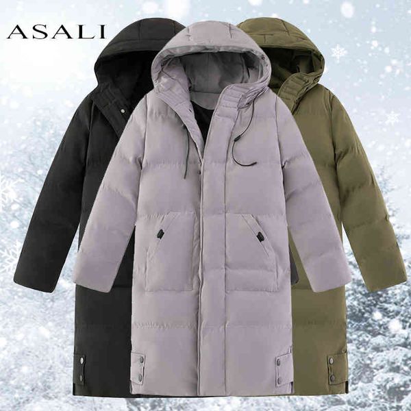 

2021 winter thick men long cotton casual high-quality windproof warm hooded parkas athlete coat, Black
