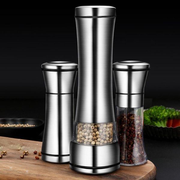 

manual pepper grinder polished stainless steel coarseness adjustable ceramic core rotor salt spice mill kitchen tool