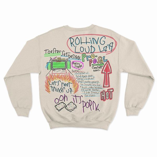 

2021 new 20ss latest kanye west hip-hop rolling loud la popping natural crewneck men women fashion sweatshirts hoodie 3po7, Black