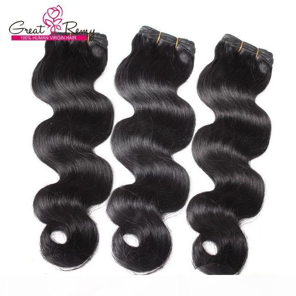 

greatremy 100% brazilian hair weft extensions #1b body wave human virgin hair weave wavy 3pcs lot colored hair bundles, Black