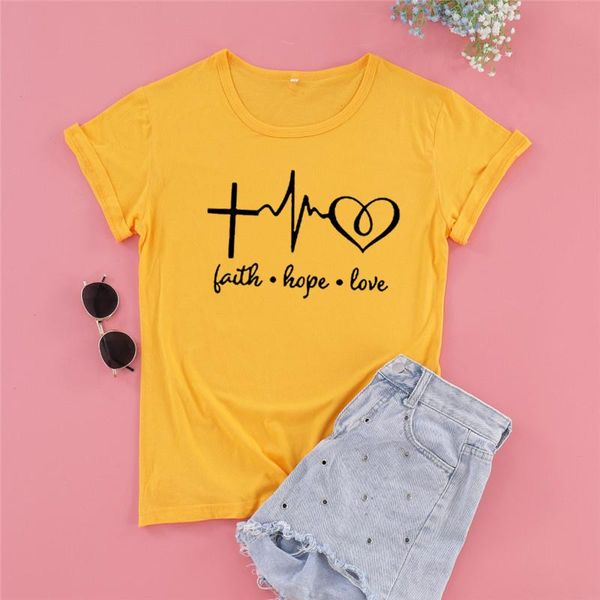 

women's t-shirt faith hope love christian cross shirt cotton female clothing funny graphic short sleeve women streetwear jesus o neck t, White