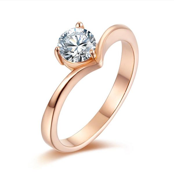 

wedding rings silver womens stainless steel fashion delicate crystal rose gold simple gifts for womans accessories, Slivery;golden